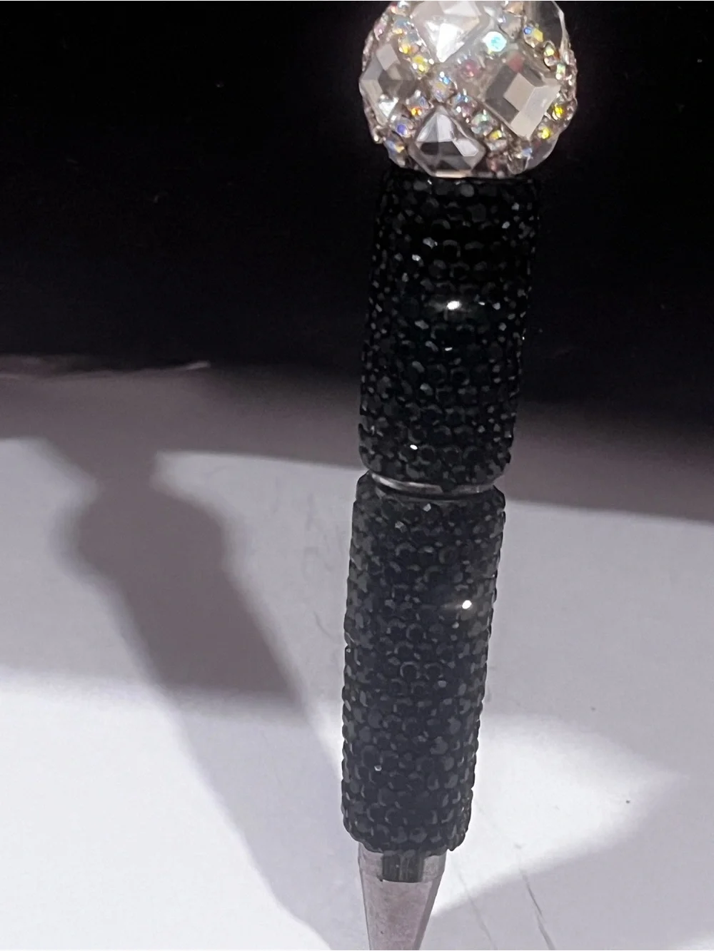Crystal Bow Pen with Beaded Accent - Silver